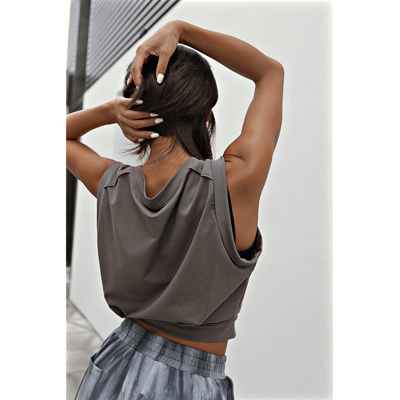 Sleeveless Sports Vest T-shirt Women Summer Yoga Blouse Loose Casual