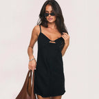 Sexy Sling Adjustable Low-cut A- Line Denim Dress