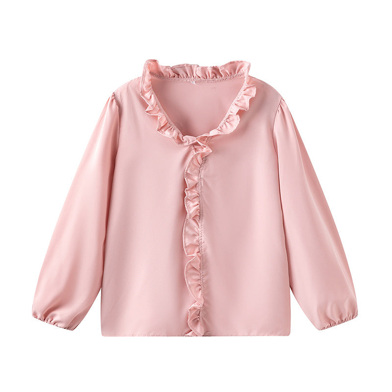 European And American-style Long-sleeve Ruffled Blouse For Women