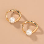 Hollow Love Pearl Earrings Women Simple Retro Fashion Earrings Trend Jewelry