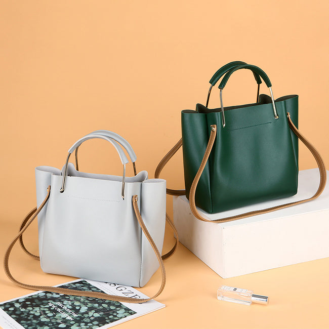 Bag Women Summer New Korean Pure Color Women's Handbag Metal Handle Leisure Shoulder Bag Women's Bag Hover Image