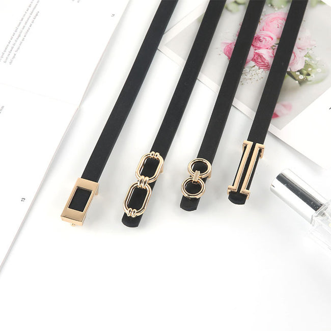 Retro Pin Buckle Snap Button Thin Belt Fashion Main Image