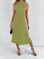 Satin Pure Color For Women Dress