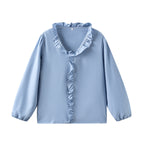 European And American-style Long-sleeve Ruffled Blouse For Women