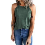 Summer New Solid Color Round Neck Sleeveless Vest For Women