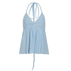Womens Retro Solid-Color V-Neck Camisole