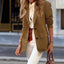 Elegant Commuter-Style Suede-Look Long-Sleeve Blazer