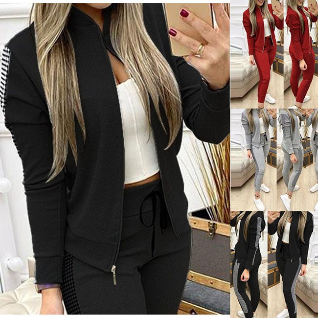 Women's Set Tracksuit Long Sleeve Sportswear ZIp Sweatshirt Pants Suit Two Piece Set Outfits Hover Image