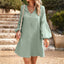 Temperament Leisure Puff Sleeve Breasted Cardigan Dress