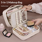 5-in-1 Multi-Functional Partitioned PU Makeup Bag