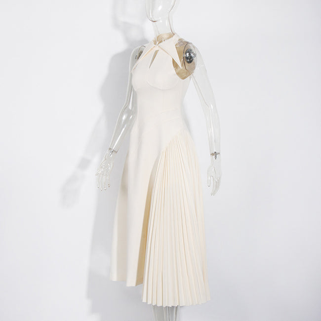 Fashion Women Pleated Patchwork Long Dress Main Image
