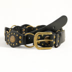 Vintage Belts For Both Men And Women With Handsome Riveted Metal Buckle Punk Hip Hop Fashion Accessories