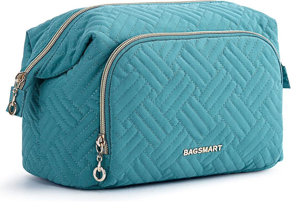 Large Wide-opening Quilted Makeup Bag