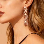 2PCS Glass Leaf Necklace Set Elegant Rhinestone Chain Necklace Bracelet For Women Fashion Luxury Jewelry Set