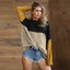 Round neck inter-color striped sweater women