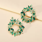 Crystal Wreath Stud Earrings For Women Sparkly Rhinestone Statement Floral Multicolor Jewelry Party Wedding Bridal Prom