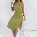 Satin Pure Color For Women Dress