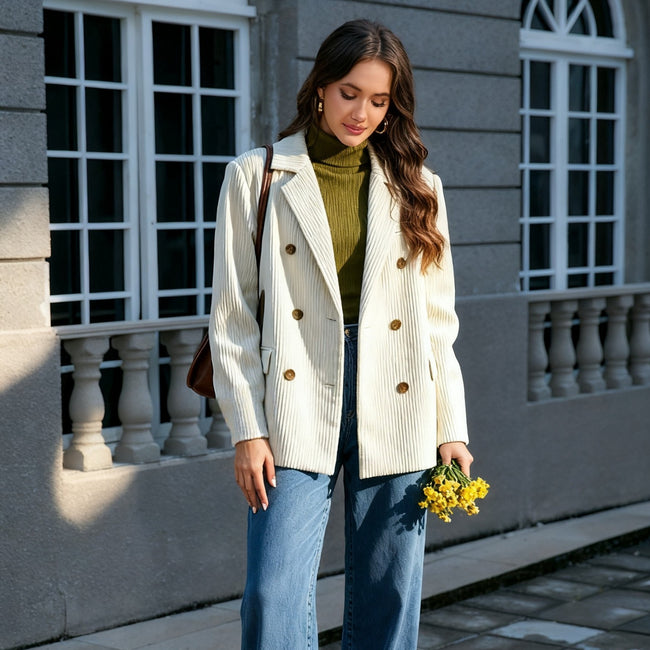 Women's Casual Solid-Color Corduroy Blazer Hover Image