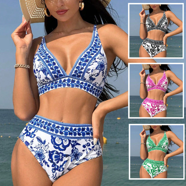 Split Bikini High Waist Print Swimsuit Hover Image
