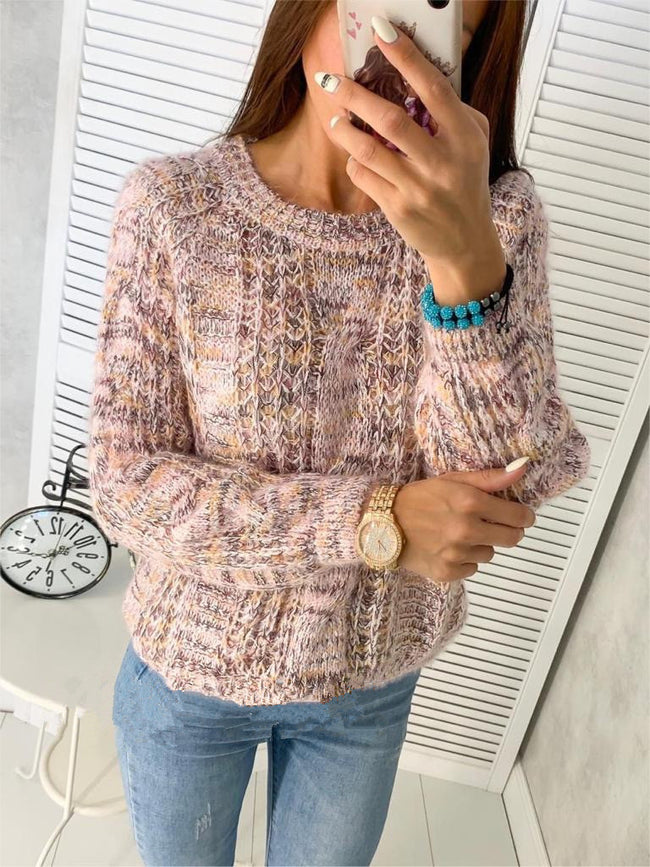 Loose round neck sweater women loose pullover sweater Main Image