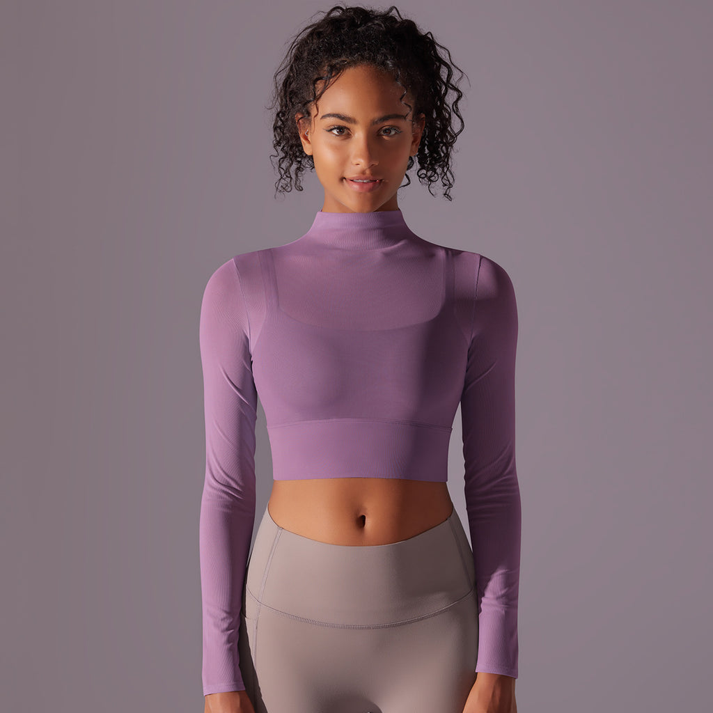 Mesh Yoga Clothes Long Sleeve Quick-drying Workout Clothes Top For Women
