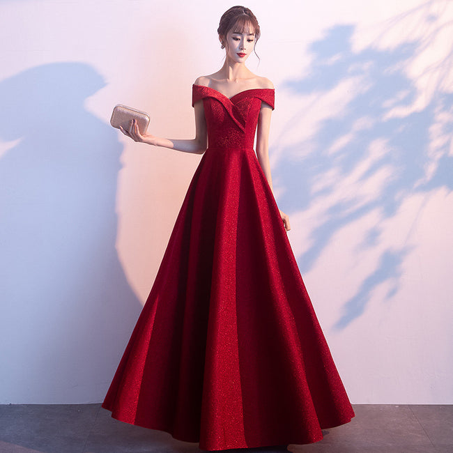 Wedding engagement red evening dress Hover Image