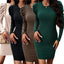 Fashion Slim Fit Sheath Pleating Sleeve Dress Women