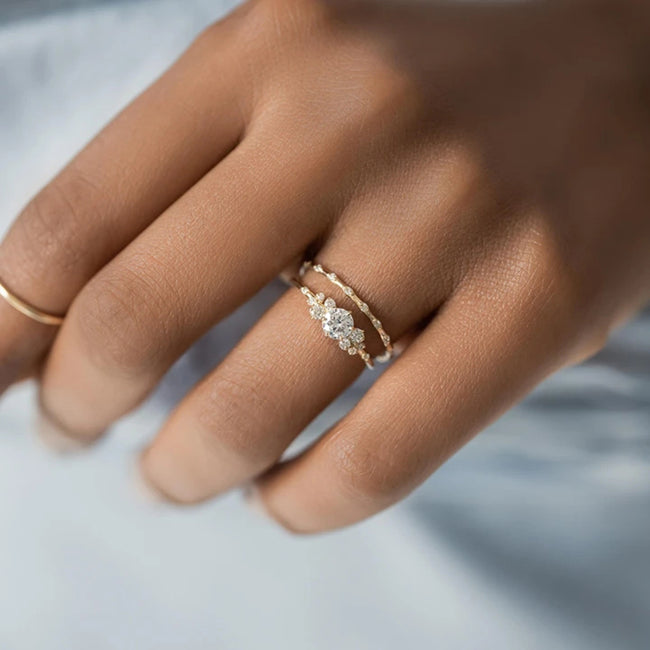 925 Sterling Silver Round Zircon Crystal Rings Women Jeweled Main Image