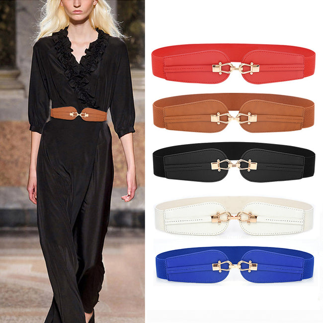 Women's Elastic Waistband Fashion Stretch Wide Belt Hover Image