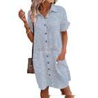 European And American Pocket Shirt Lapel Dress