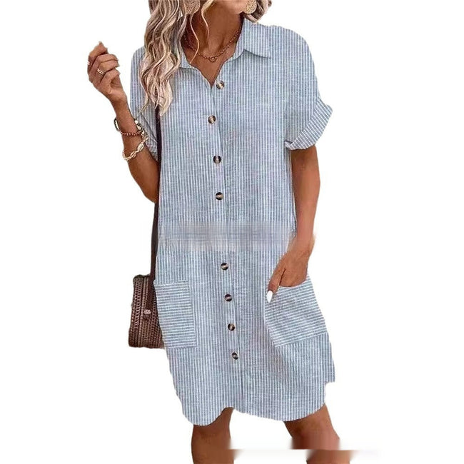 European And American Pocket Shirt Lapel Dress Main Image