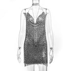 Metal Sequins Dress Rhinestone Women