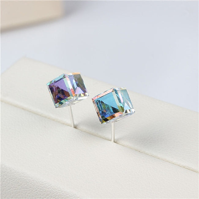 Water Cube Earrings Silver Needle Earrings Ear Jewelry Women Main Image