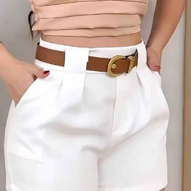 Elegant White Casual Shorts For Women Hover Image