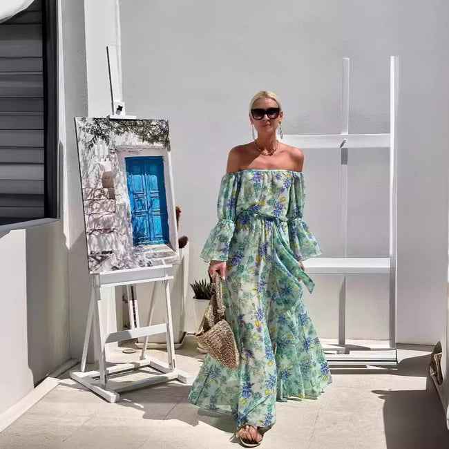 Bohemian Beach Vacation Chiffon Printing Dress Hover Image