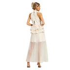 Flowy Ruffled Wedding Dress With A Halter Neckline