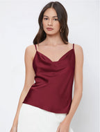 Womens Solid-Color Casual Rayon Satin Camisole