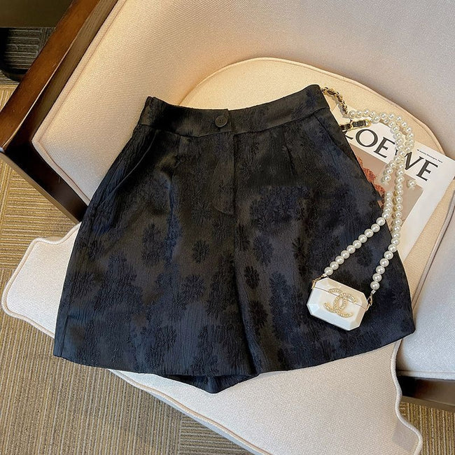 Chanel-style Black Jacquard Suit Shorts For Women Main Image