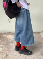 Elastic-waist Distressed Wide-leg Capri Jeans For Women