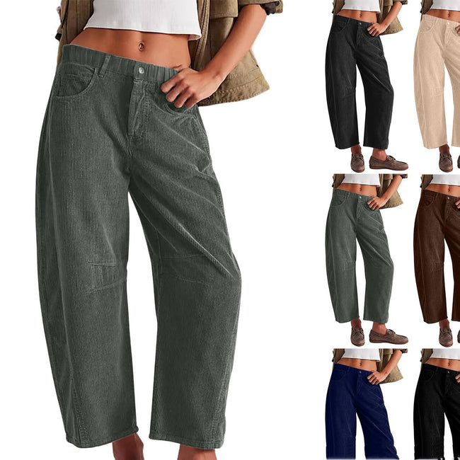 European And American Corduroy Loose Straight Trousers Women Hover Image