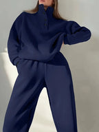 Women's Fashion Button Stand Collar Suit Two-piece Set
