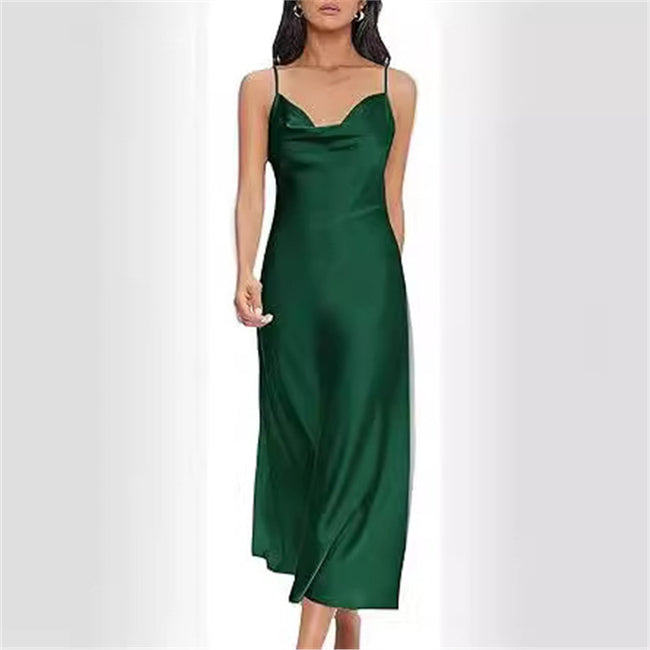 Strap Satin Without Back Pajamas Dress Women Hover Image