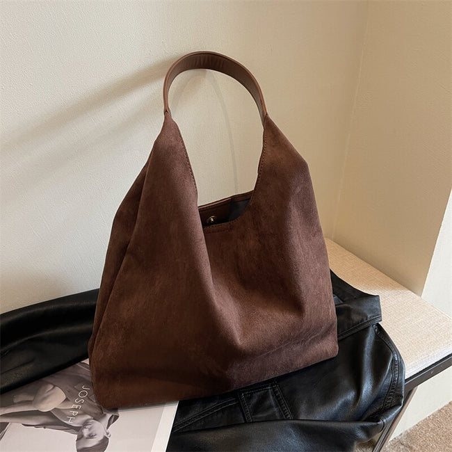 Retro Suede Versatile Tote Bag Matte For Women Hover Image