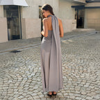 Summer Gray Satin Dress For Women