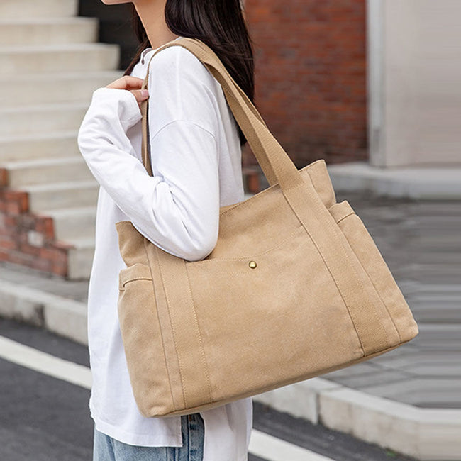 Large Capacity Canvas Tote Bag Hover Image