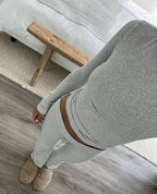 Leisure Sports Two-piece Set, Long Sleeved High Waisted Foldable Flared Pants, Sports Suit, Streetwear
