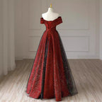 Off-shoulder Red Wedding Dress Plus Size Slimming Engagement Dress