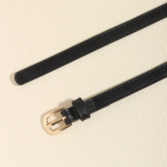 European And American Simple Women's Metal Chain Woven PU Stitching Belt Punk Versatile Simple Waist Chain Main Image