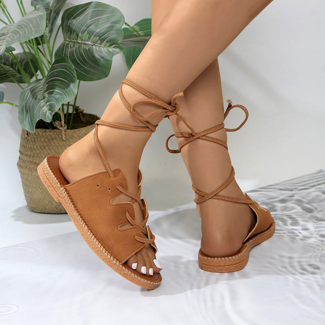 Summer New Plus Size Light Bottom Hemp Rope Lace-up Sandals For Women Main Image