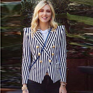 Slim-fitting Double-breasted Blazer With Vintage Stripes